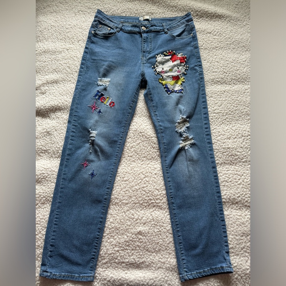 Sister fashion hello kitty blue denim jeans
